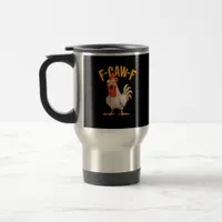 Funny F-Awk-F Chicken F-Caw-F Rooster Pun Retro Vi Travel Mug