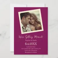 Vintage Plum and Cream Retro Photo Wedding Invitation