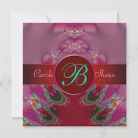 Fractal Union Lace Monogram Wedding Invitation