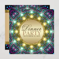 Bohemian Lights Gold Sparkle Colors Invitation