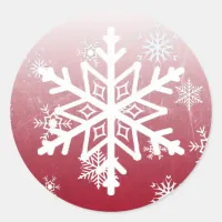 Burgundy Christmas Snowflakes Classic Round Sticker