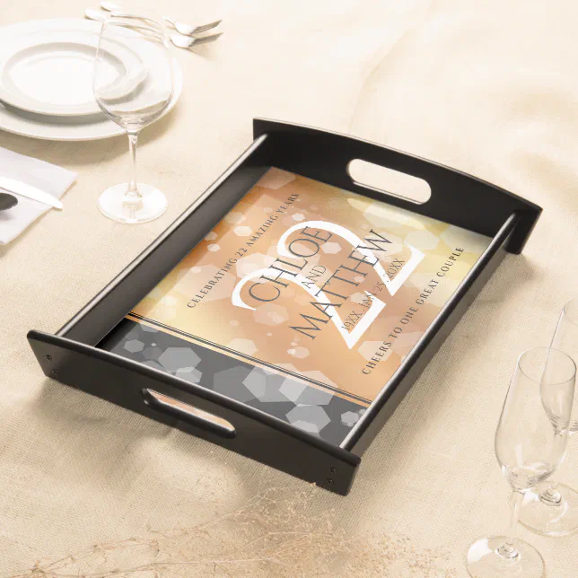 Elegant 22nd Copper Wedding Anniversary Serving Tray