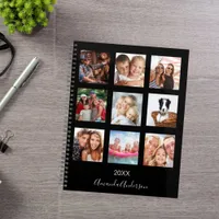 Custom photo family collage monogram black 2026 planner