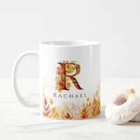 Autumn Leaves Rustic Fall Monogram Letter R Coffee Mug