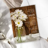 Mason Jar and White Daisies Country Bridal Shower Invitation