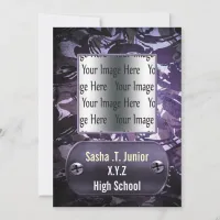 distress purple camo Graduation photo Invitation