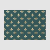 Teal and Gold Fleur-de-lis Tissue Paper