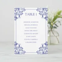 Nadine Seating Chart Table List Card | Royal Blue