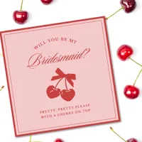 Bridesmaid Proposal Coquette Cherry & Bow Pink Invitation
