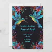 Elegant Hummingbird & Floral Wedding Invitation