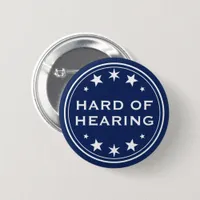 Gothic Navy Blue Star Hard of Hearing  Button