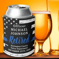 Cheers Thin Blue Line Flag Police Retirement Can Cooler