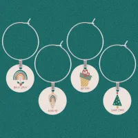 Boho Christmas Set of Four Wine Charms