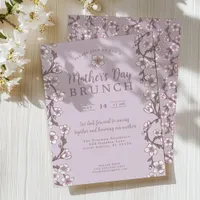 Purple Cherry Blossom Mother's Day Brunch Invitation