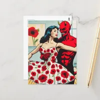 Retro Art Devil With Ballet Dancer Poppy  Dress Postcard