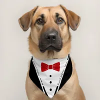 Couple Wedding Date Best Dog Red Bowtie Tuxedo Pet Bandana Collar
