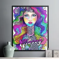 Vibrant Artistic Groovy Woman Psychedelic Poster