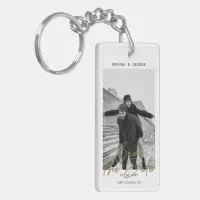 Simple Signature Minimalist Photo Save the Date Keychain