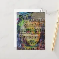 Unique rejoycing person mixed media Collage Postcard