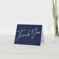 Modern Navy Blue Handwritten Thank You