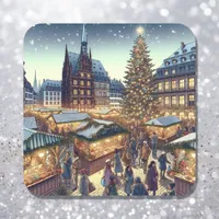 Strasbourg, France Merry Christmas Joyeux Noël Square Sticker