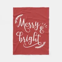 merry and bright Christmas Holiday Fleece Blanket