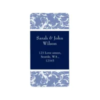 navy swirls ,return address label