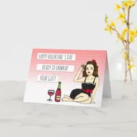 Happy Valentine's Day, Sexy  Retro Lady in Bow Card