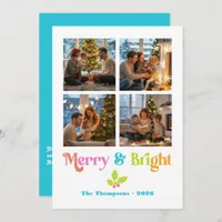 Non-Traditional Merry & Bright Modern Christmas Holiday Card