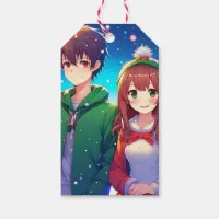 Cute Anime Couple | Merry Christmas  Gift Tags