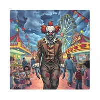 Spooky Clown at Carnival Comic Style Metal Print