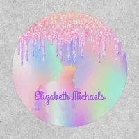 Glitter pink magical unicorn rainbow patch