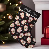 Black Vintage Retro Santa Claus Personalized Small Christmas Stocking