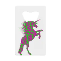 Colorful Neon Leopard Print Unicorn Credit Card Bottle Opener