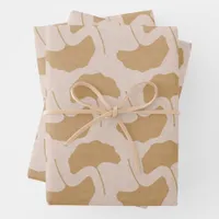 Terra Cotta & Cream Textured Gingko Leaves Wrapping Paper Sheets