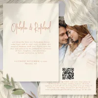 Boho Photo Script QR Wedding Terracotta Cream Save The Date