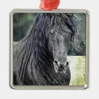 Friesian Stallion Metal Ornament