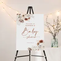 Boho Pampas Floral Baby Shower Welcome Sign