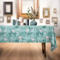 Flamingo Orchid Tropical Pattern Teal ID868 Tablecloth