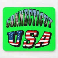 Connecticut Picture and USA Flag Text Mouse Pad