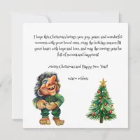 Cheeky Christmas Troll and Tree Delight  Holiday Card