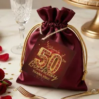 Elegant Ruby Red and Gold 50th Birthday Thank You Favor Tags