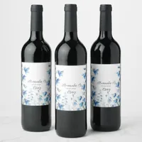 Bluebells Floral Wedding Wine Label