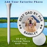 Best Dad By Par Personalized Paw Print Dog Photo  Golf Tees