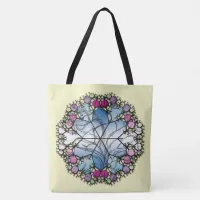 Blossoming Harmony: The Floral Kaleidoscope Tote Bag