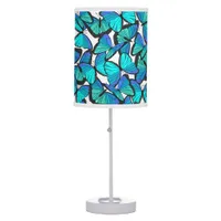 Tropical Print of Bright Aqua Blue Butterflies Table Lamp