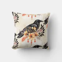 Goth Raven Throw Pillow
