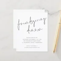 Budget Minimal Friendsgiving Dinner White Invite