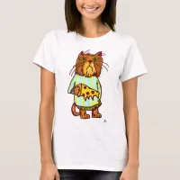 Grumpy Pizza Pet Funny Cat Art Design T-Shirt