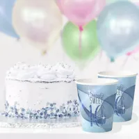 Sparkling Swirls Sweet Sixteen Blue ID652 Paper Cups